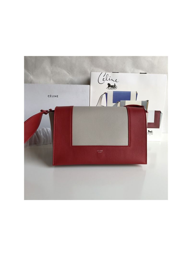 Celine Medium Frame Bag in red/ milky white Shiny Smooth Calfskin 180263