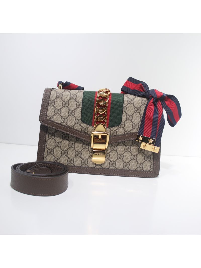 Gucci Sylvie small web shoulder bag 421882 brown