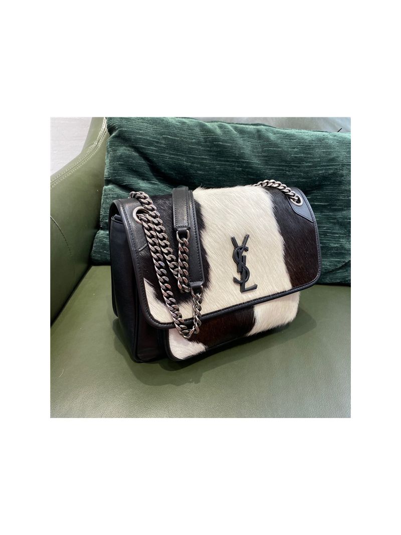 YSL Saint Laurent Niki Pony Hair white and black Shoulder Bag