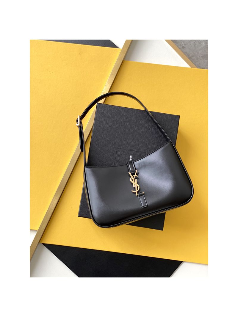 YSL Saint Laurent Le 5 à 7 hobo bag in black calfskin smooth leather
