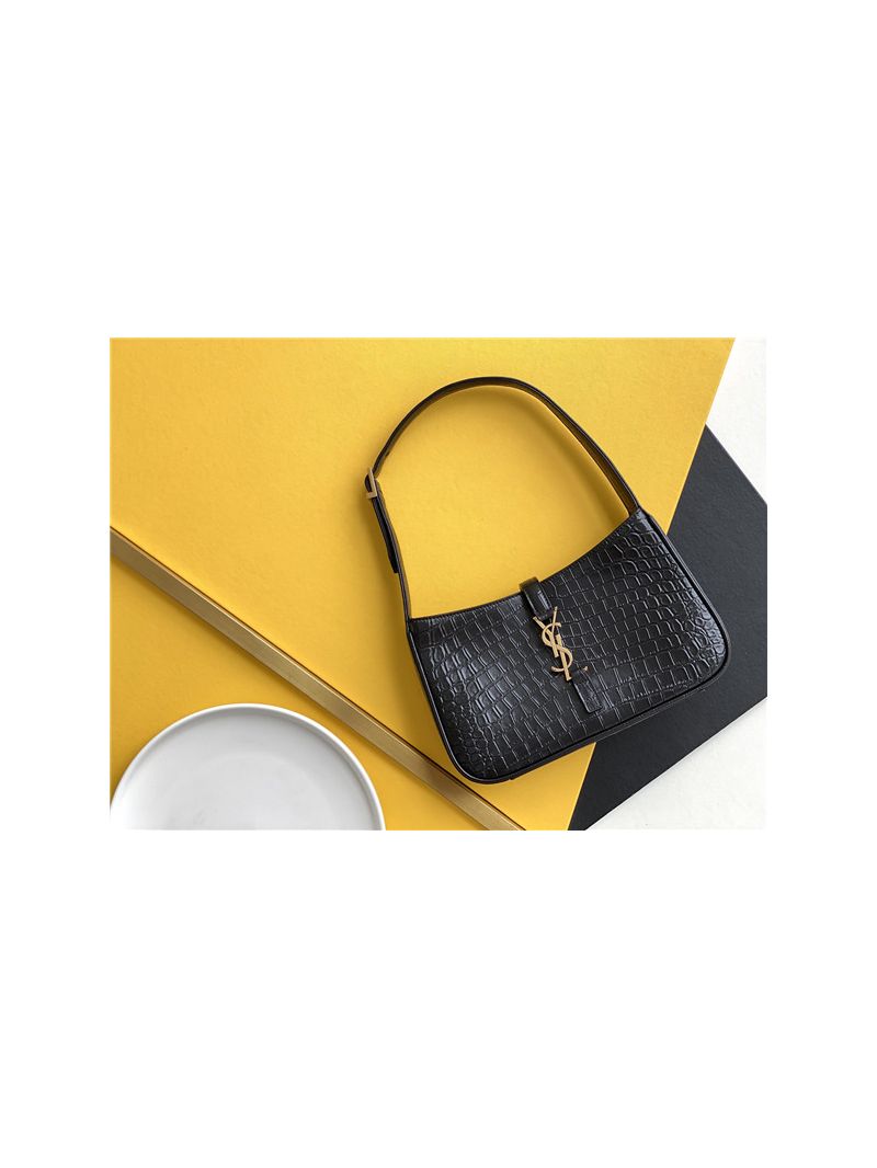 YSL Saint Laurent Le 5 à 7 hobo bag in crocodile-embossed leather