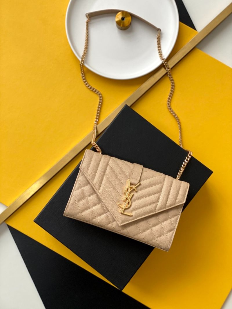 YSL Envelope small bag in mix matelassé grain de poudre embossed leather 526286 beige