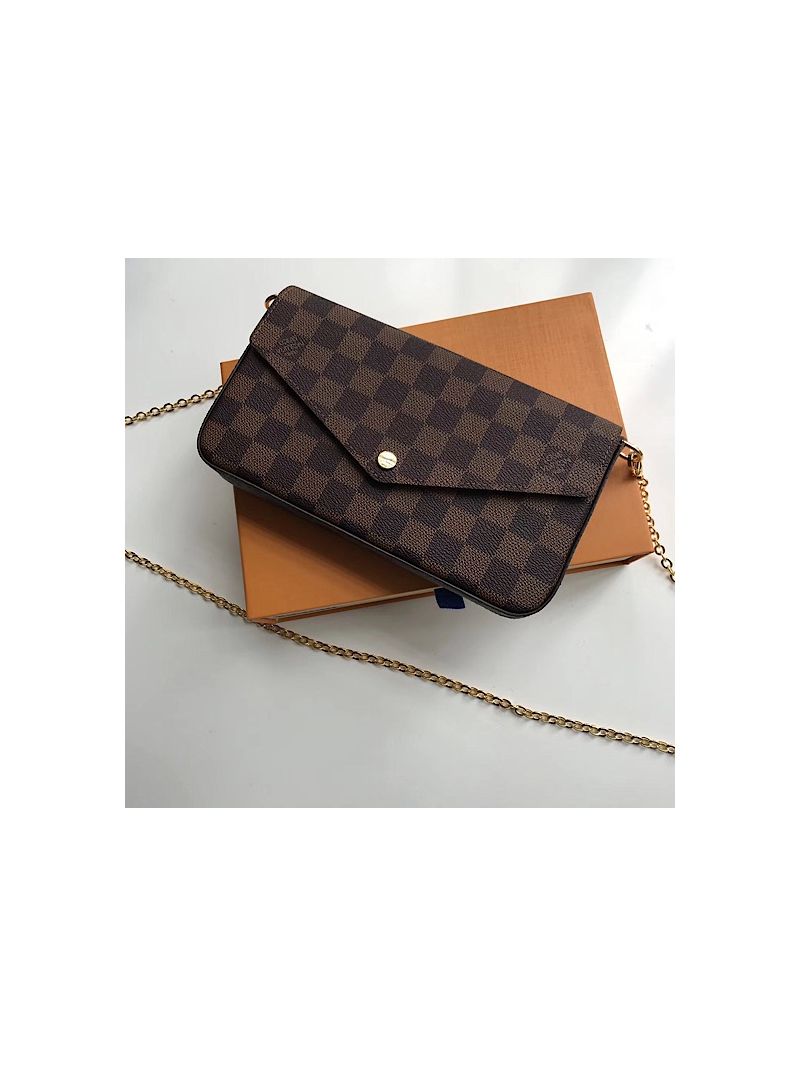 Louis Vuitton Felicie Chain Wallet M61276 Damier Ebene