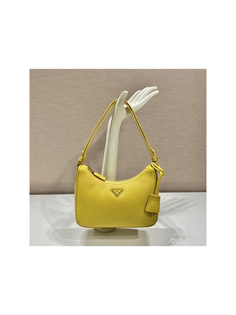 Prada Re-Edition Yellow Saffiano leather mini-bag with adjustable strap 1BC204