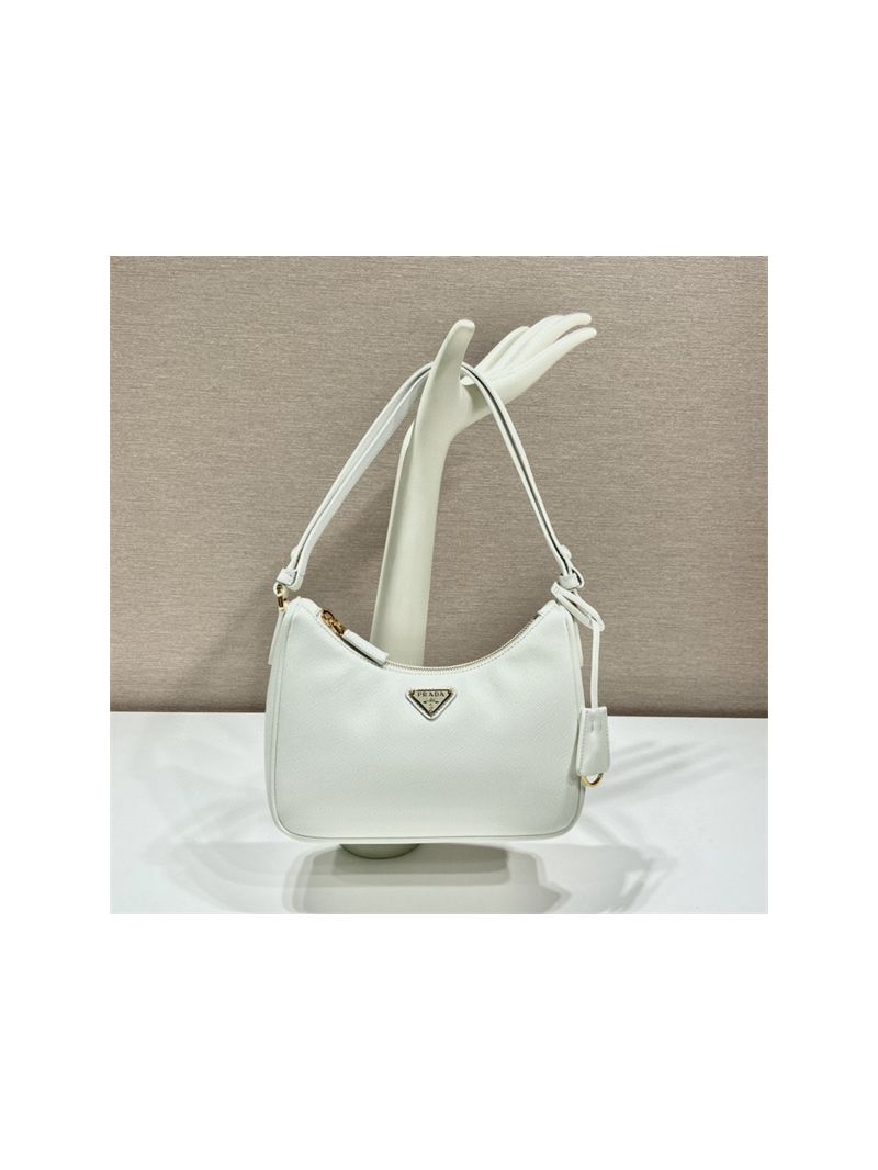 Prada Re-Edition White Saffiano leather mini-bag with adjustable strap 1BC204