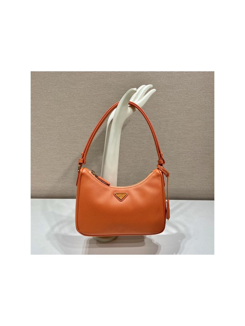 Prada Re-Edition Orange Saffiano leather mini-bag with adjustable strap 1BC204