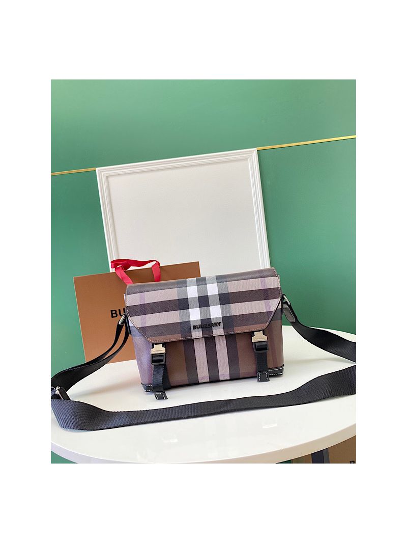 Burberry Exaggerated Check Small Wright Messenger Bag 80653351 Dark Birch Brown