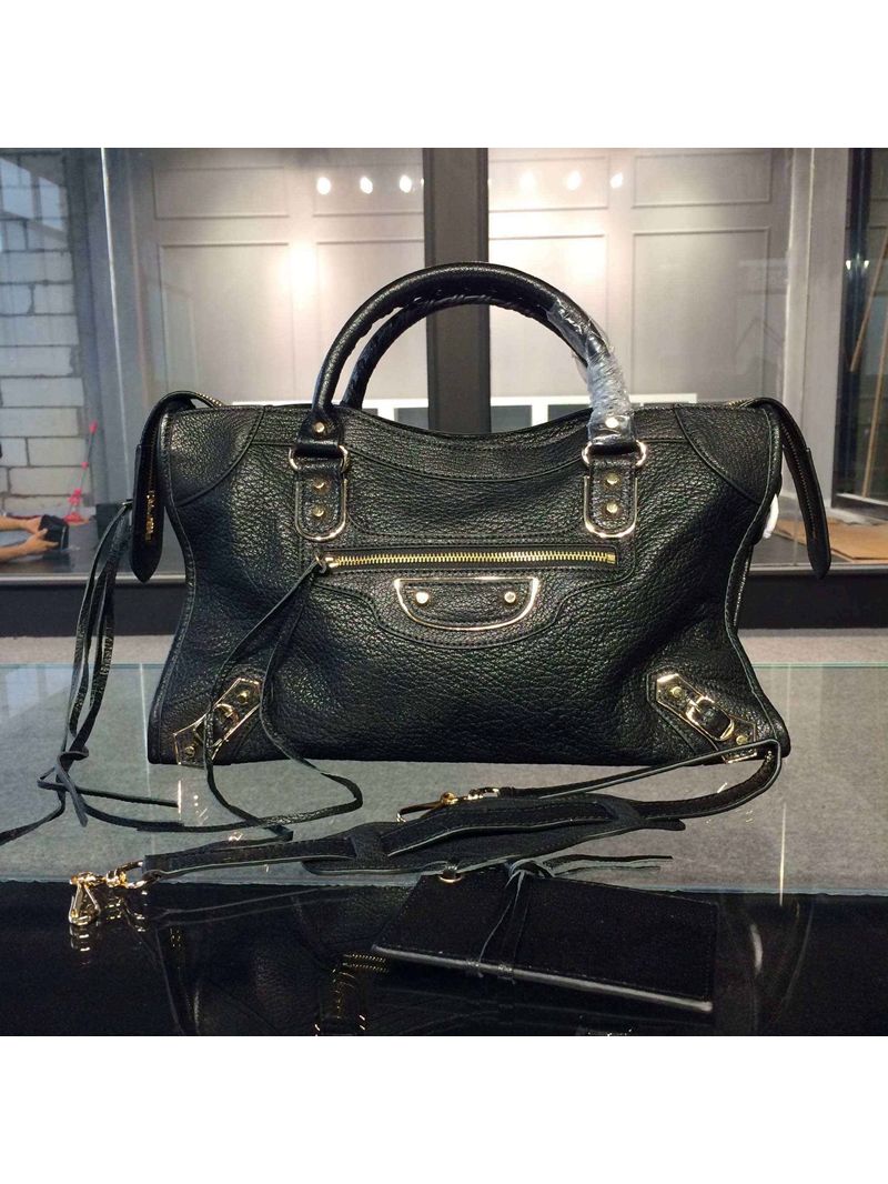 Balenciaga Classic Goatskin Metallic Edge City Black