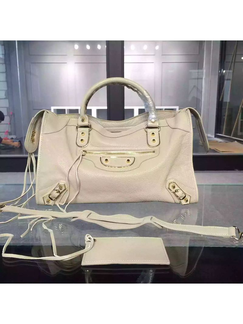 Balenciaga Classic Goatskin Metallic Edge City White