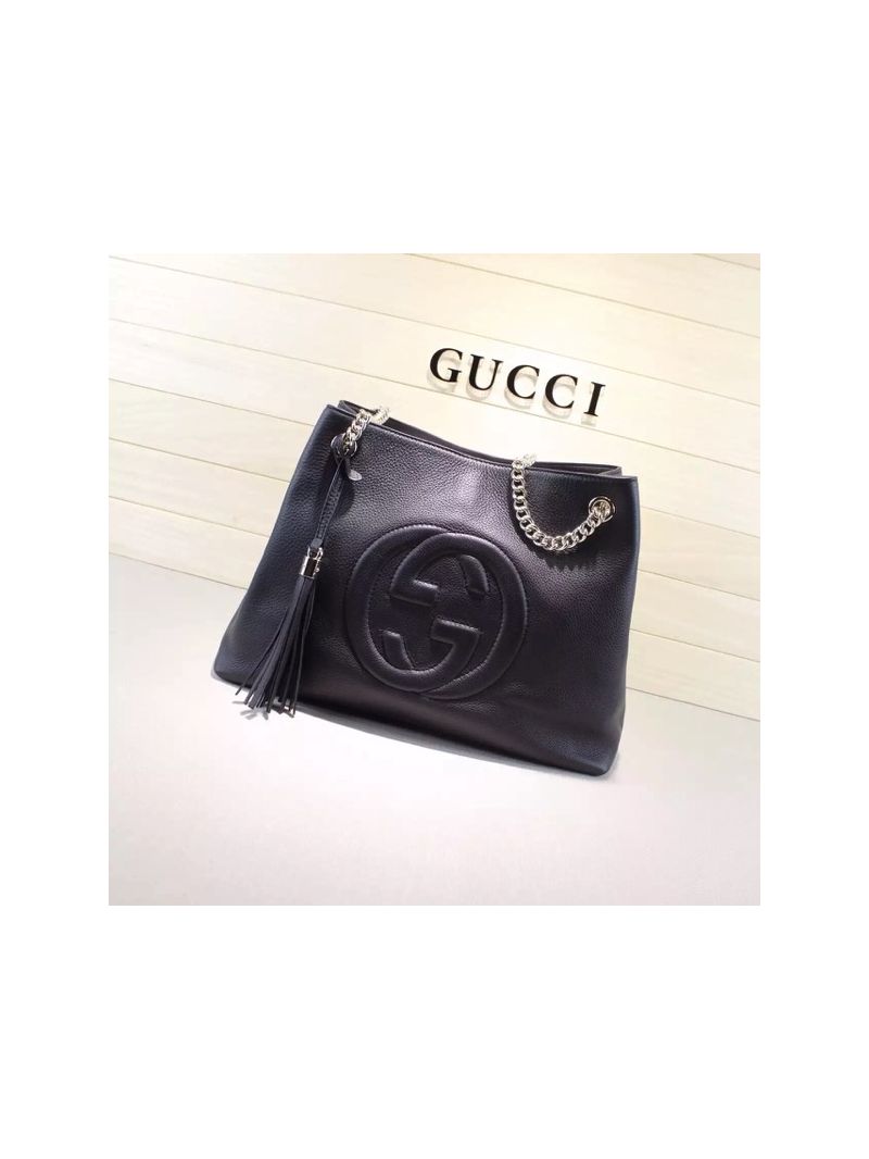 Gucci Soho Leather Shoulder Chain Bag Black