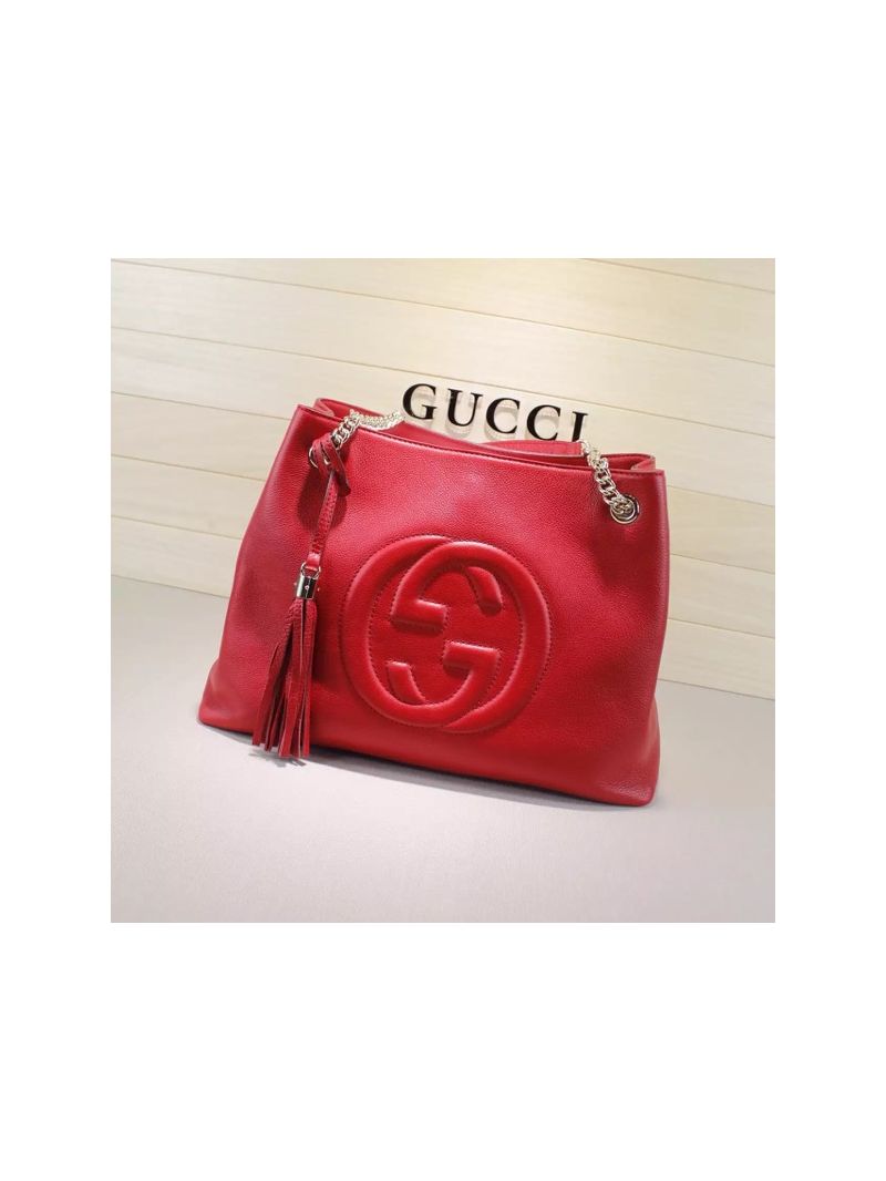 Gucci Soho Leather Shoulder Chain Bag Red