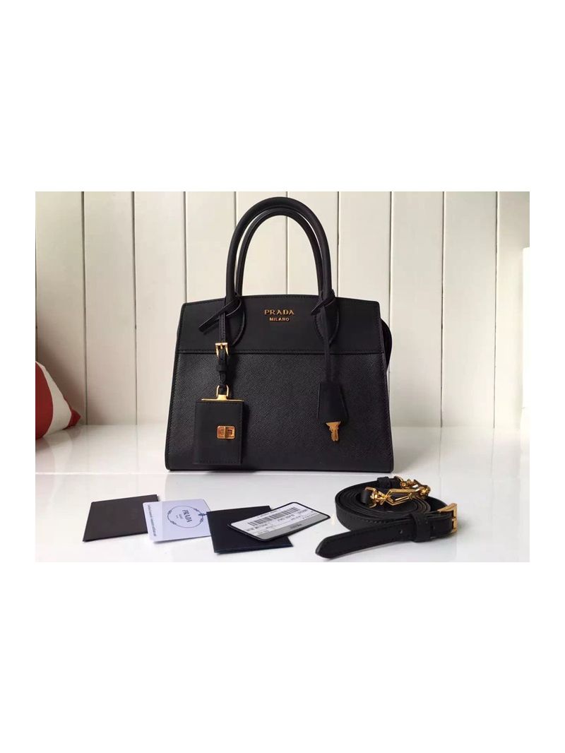 Prada Esplanade Saffiano & Leather Bag - Black
