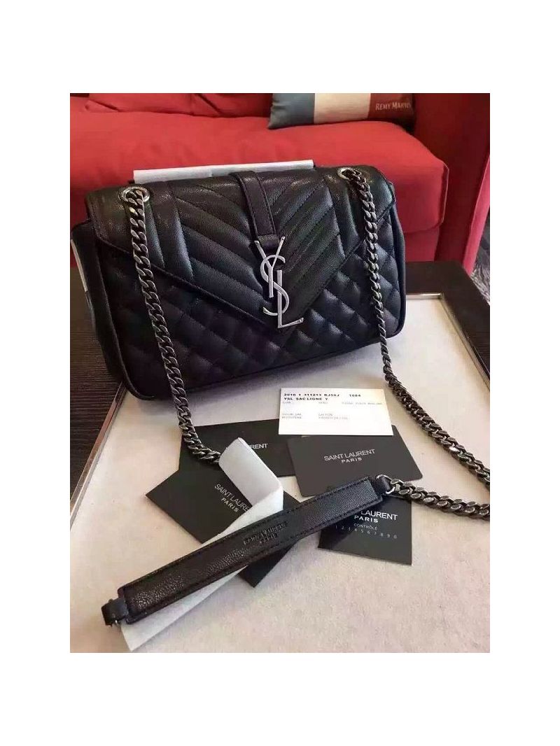 YSL Saint Laurent Classic Medium Monogram Envelope Satchel In black Leather
