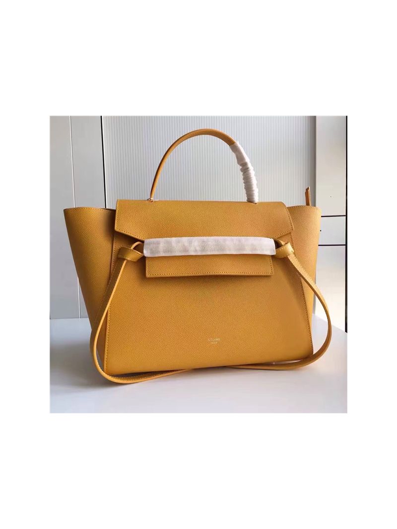 Celine Belt Bag In Yellow Grained Calfskin 2 sizes