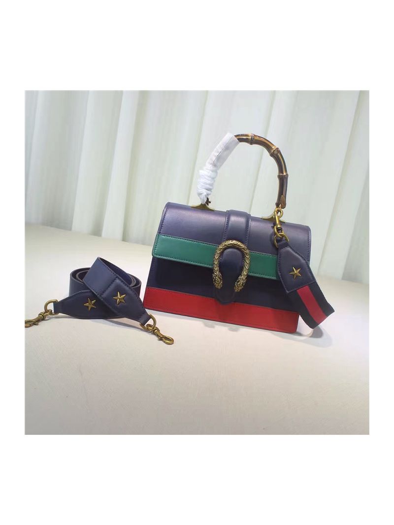 Gucci Dionysus leather top handle bag 448075 - Dark Blue