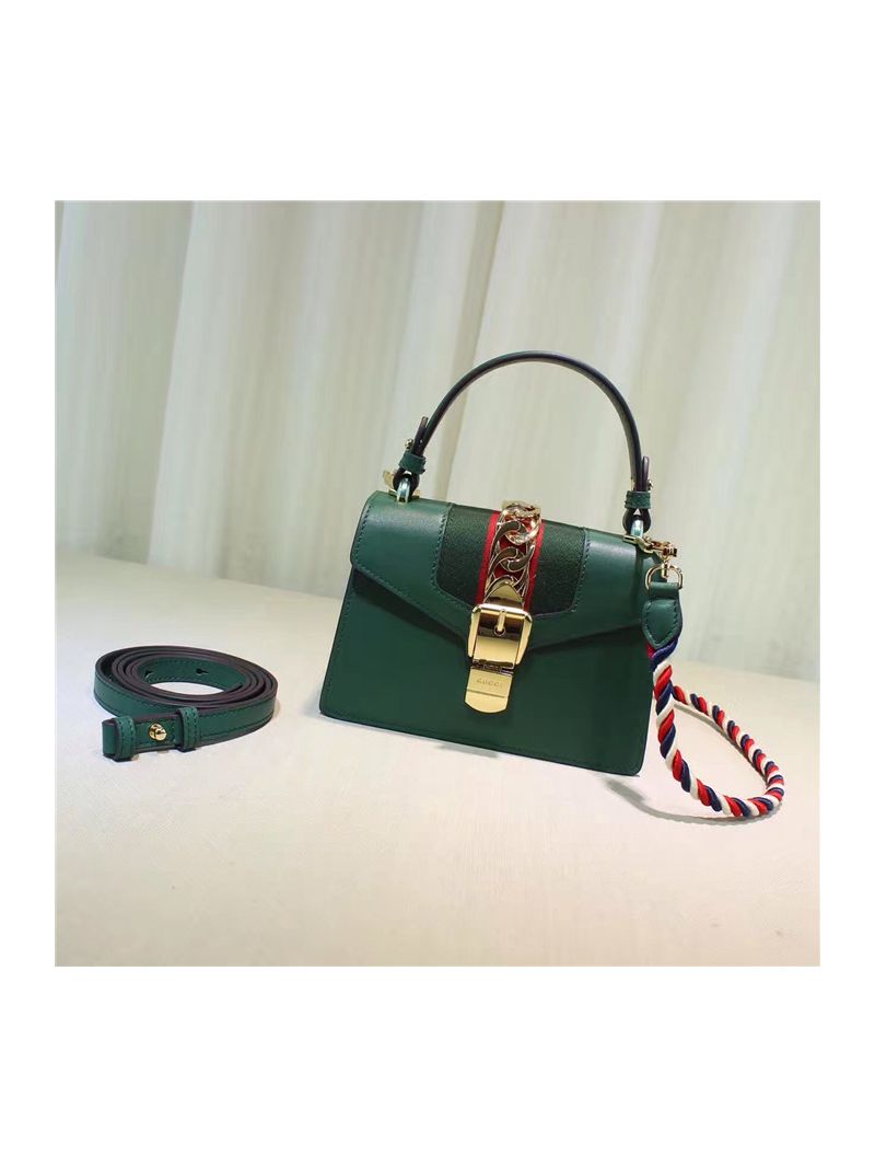 Gucci Sylvie green leather mini bag 470270