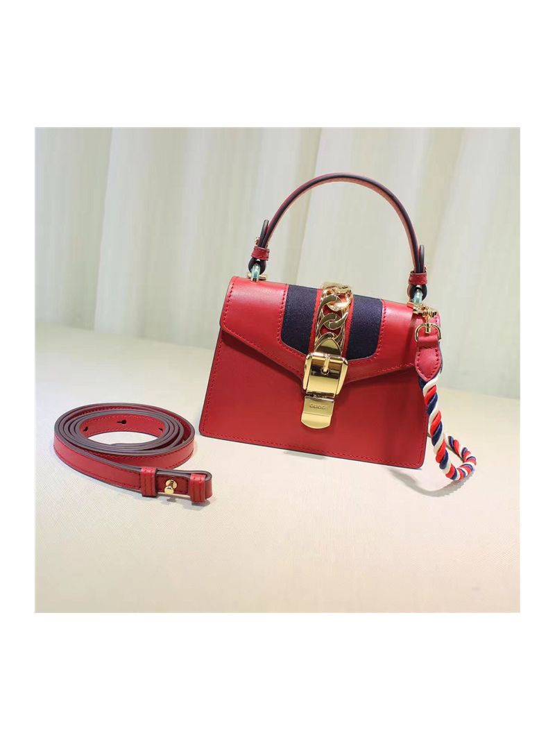 Gucci Sylvie red leather mini bag 470270