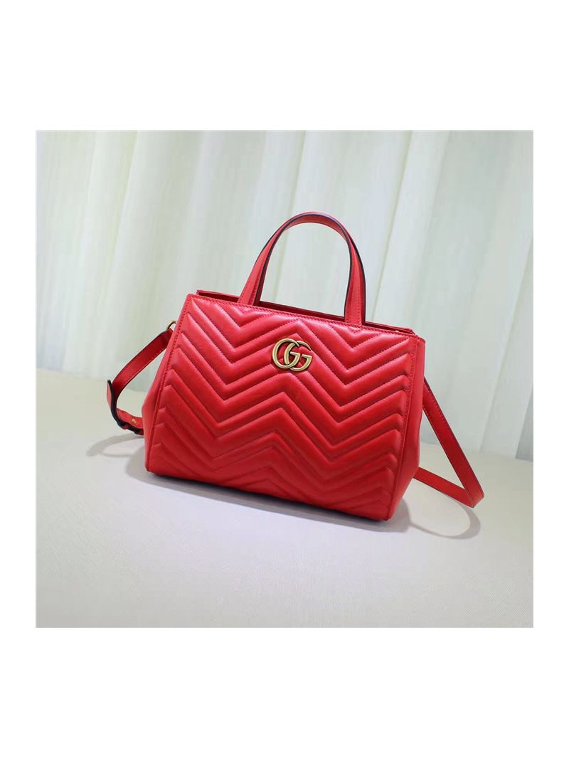 Gucci GG Marmont matelasse top handle 448054 Red