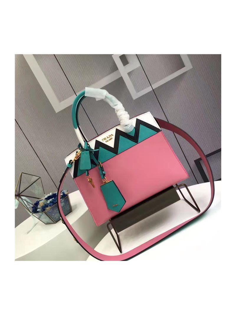 prada esplanade bag 1BA046 begonia pink with jade green