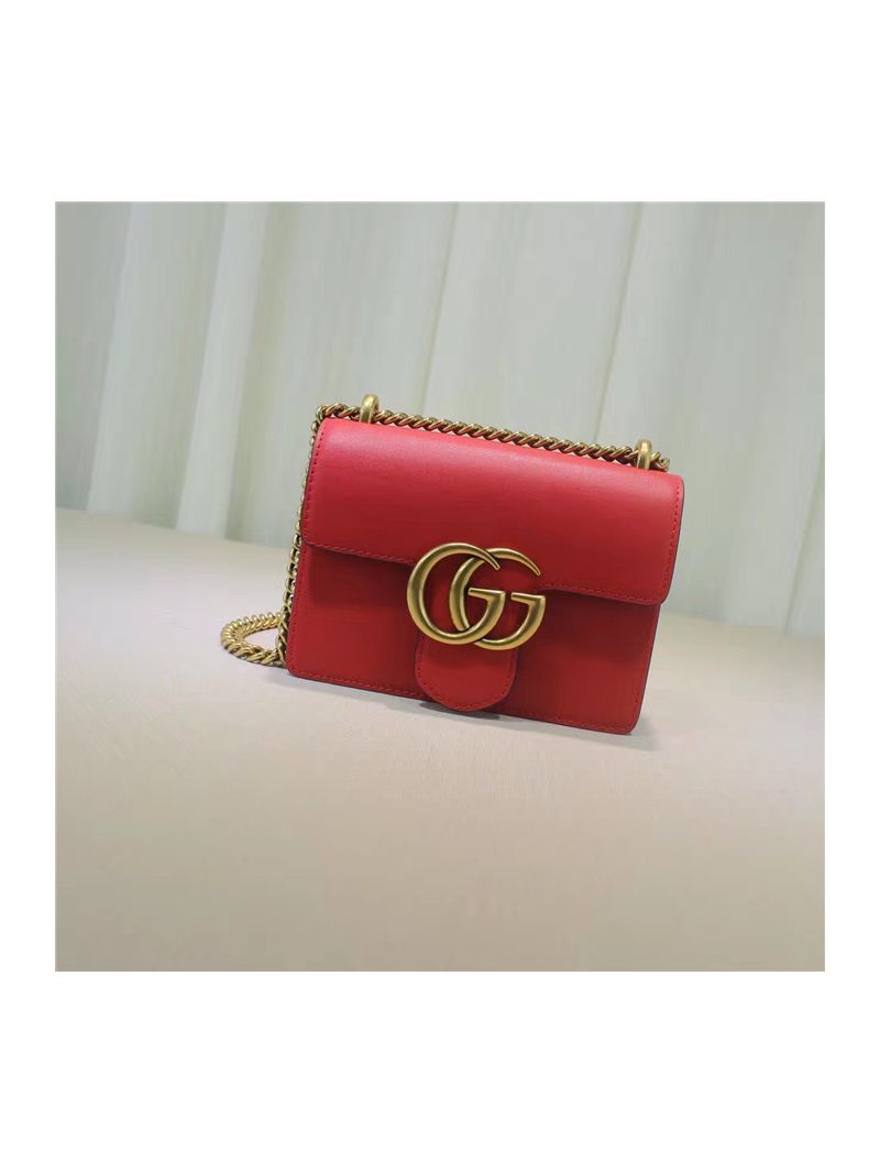 Gucci GG Marmont red leather shoulder bag 431384
