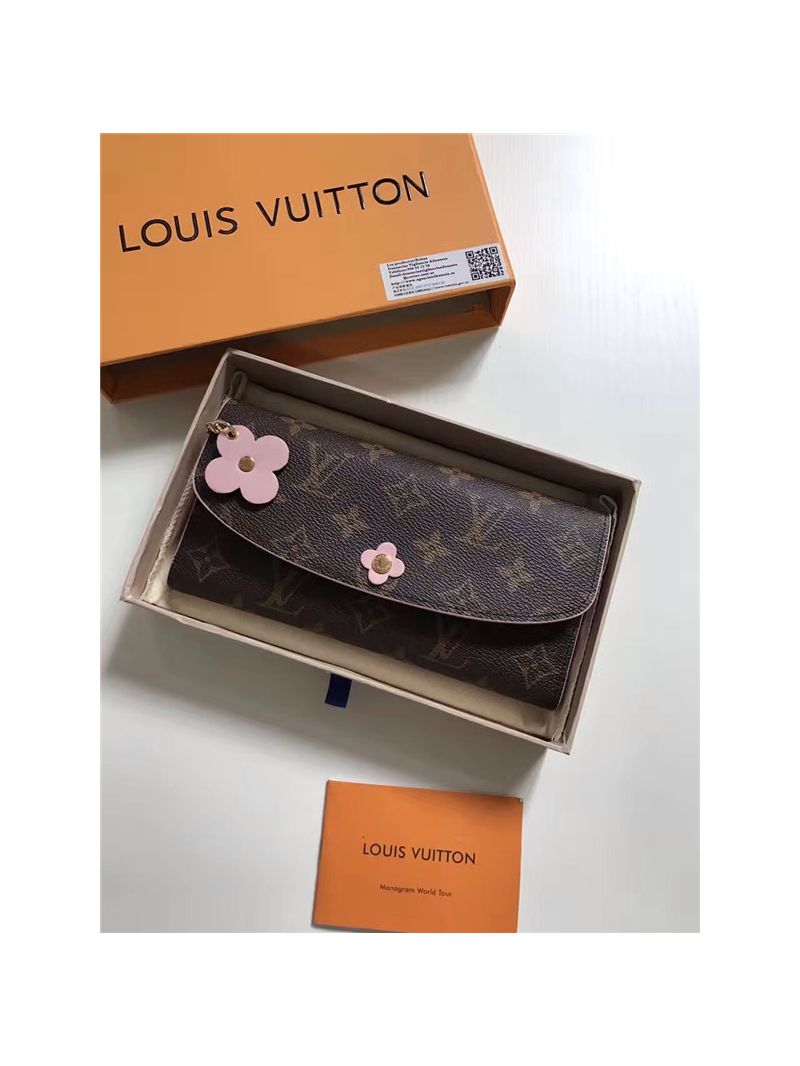 Louis Vuitton Emilie Wallet with flower press stud - pink