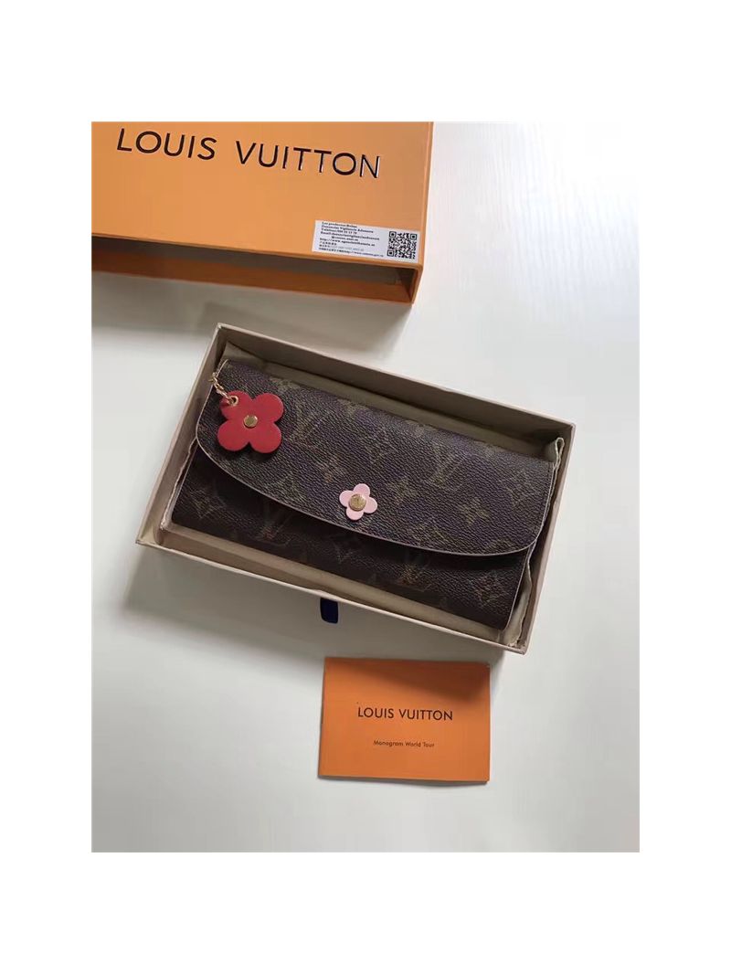 Louis Vuitton Emilie Wallet with flower press stud - red