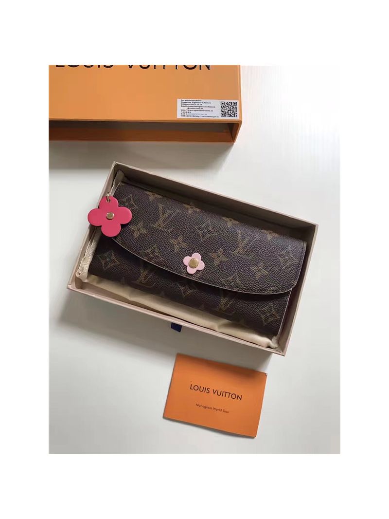 Louis Vuitton Emilie Wallet with flower press stud - rosy
