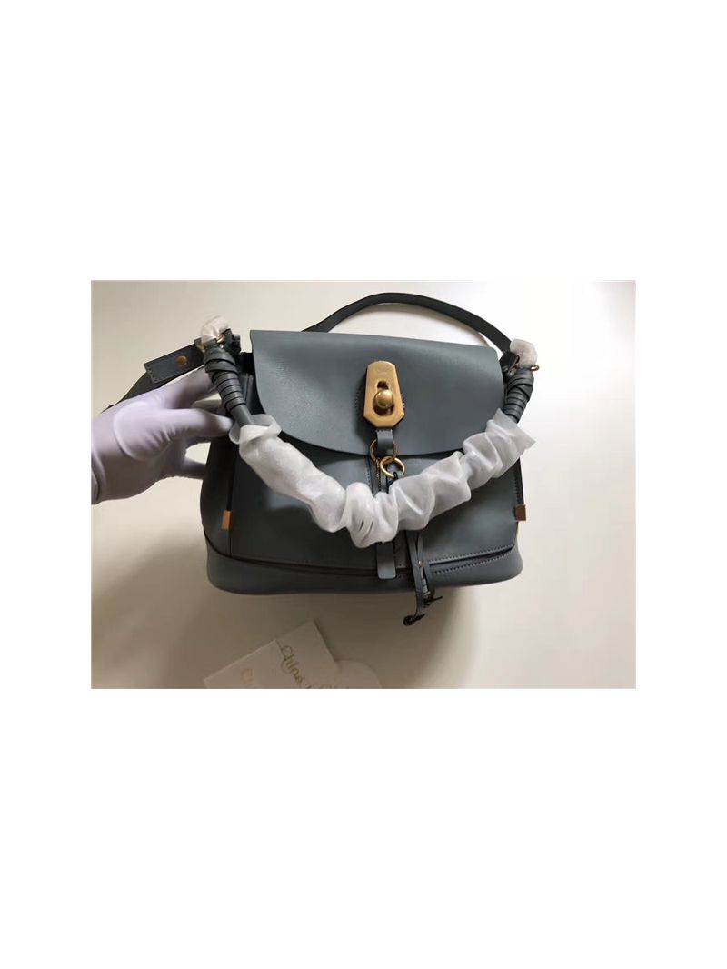 Chloe Owen Bag with Flap 3S1311 in sea blue leather