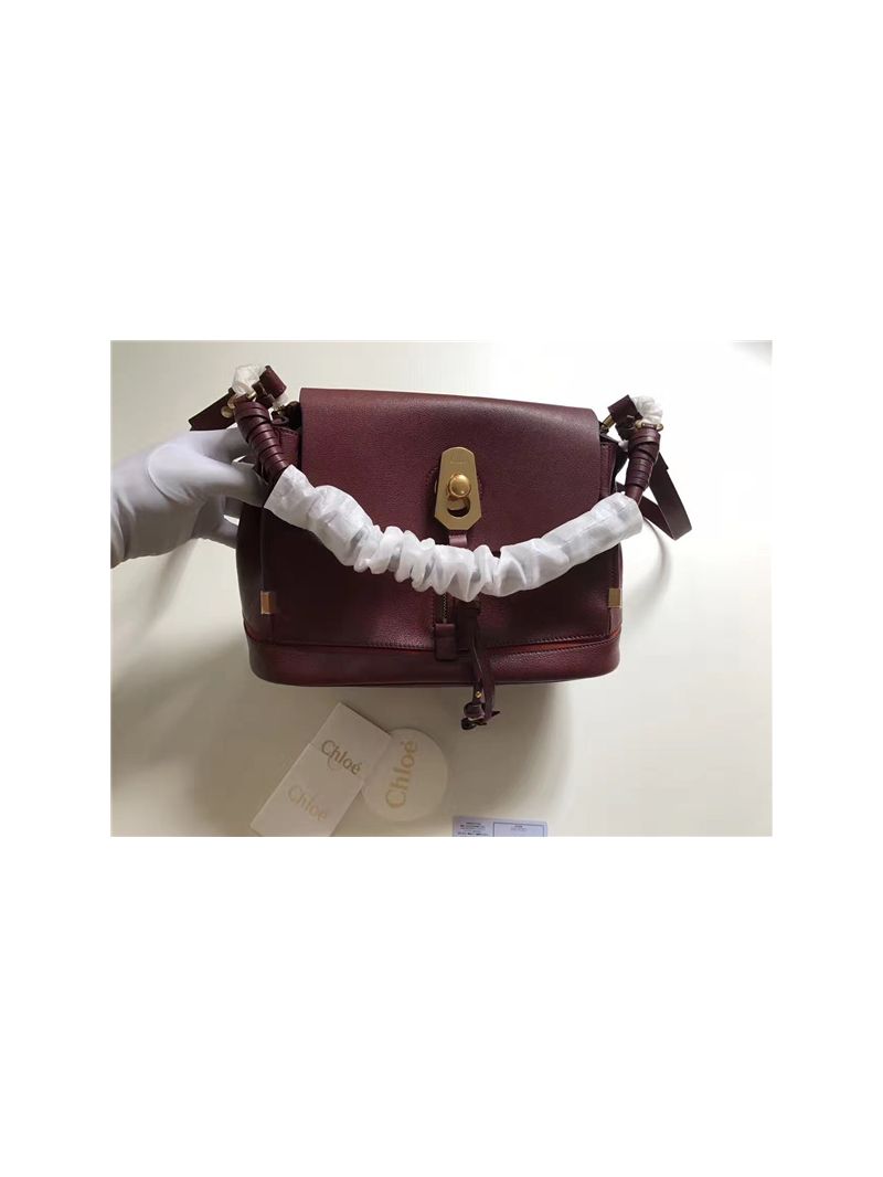 Chloe Owen Bag with Flap 3S1311 in wine red leather