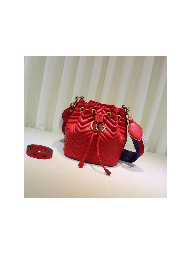Gucci GG Marmont quilted leather bucket bag 476674 Red