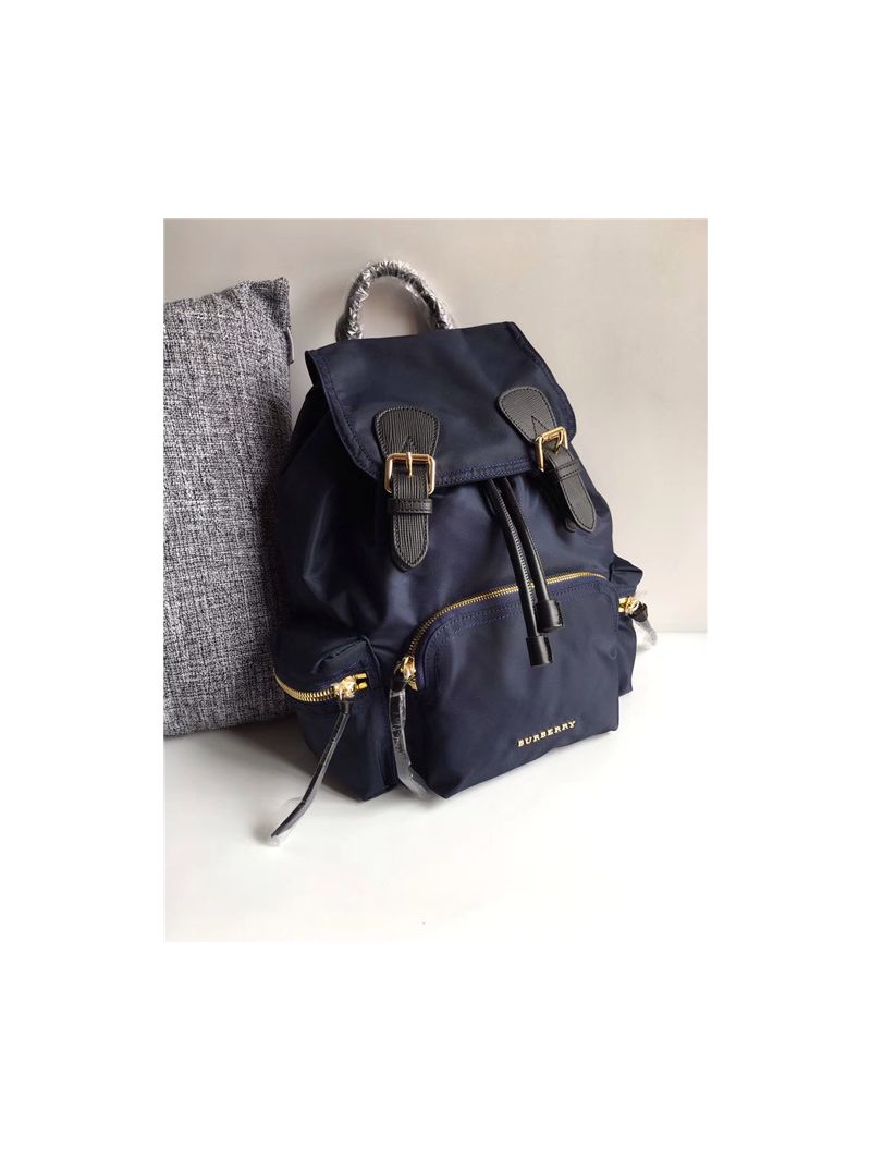 Burberry The Rucksack backpack in dark blue Technical Nylon and Leather