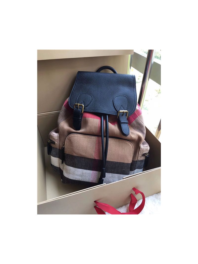 Burberry The Large Rucksack Backpack in Canvas Check and Leather