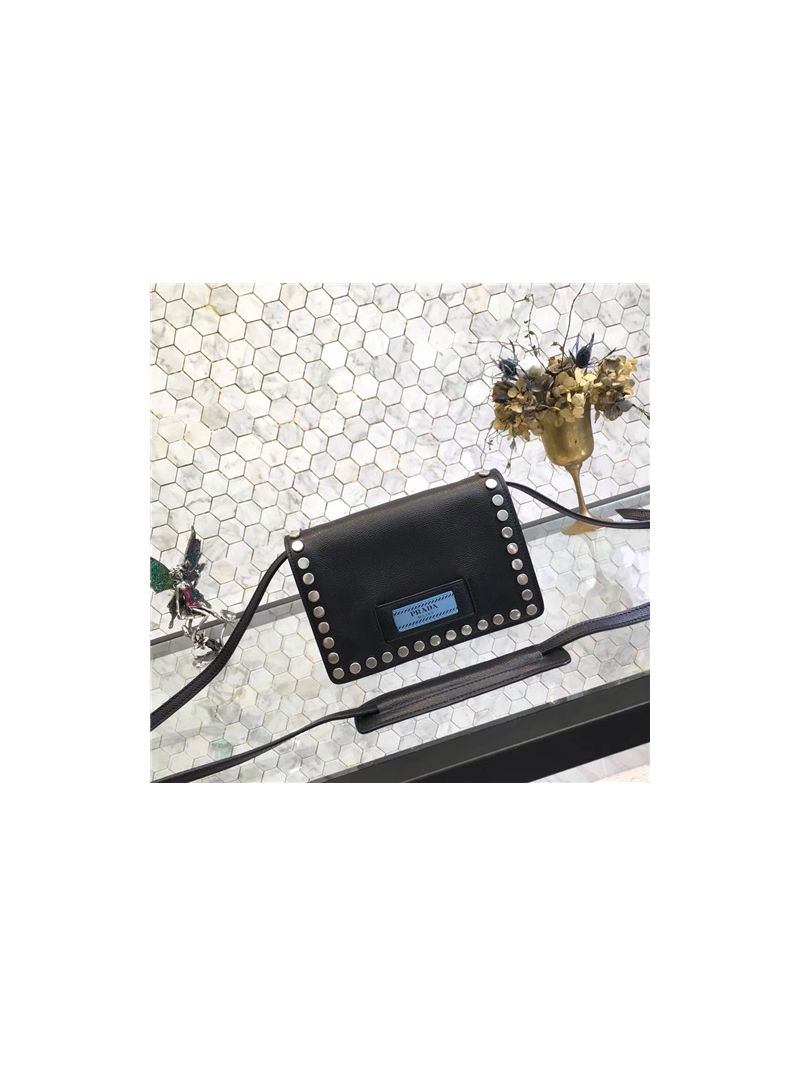 Prada Etiquette Fabric black shoulder bag 1BP006