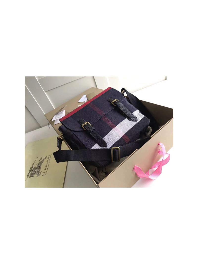 Burberry Small blue Canvas Check Messenger Bag 40202461