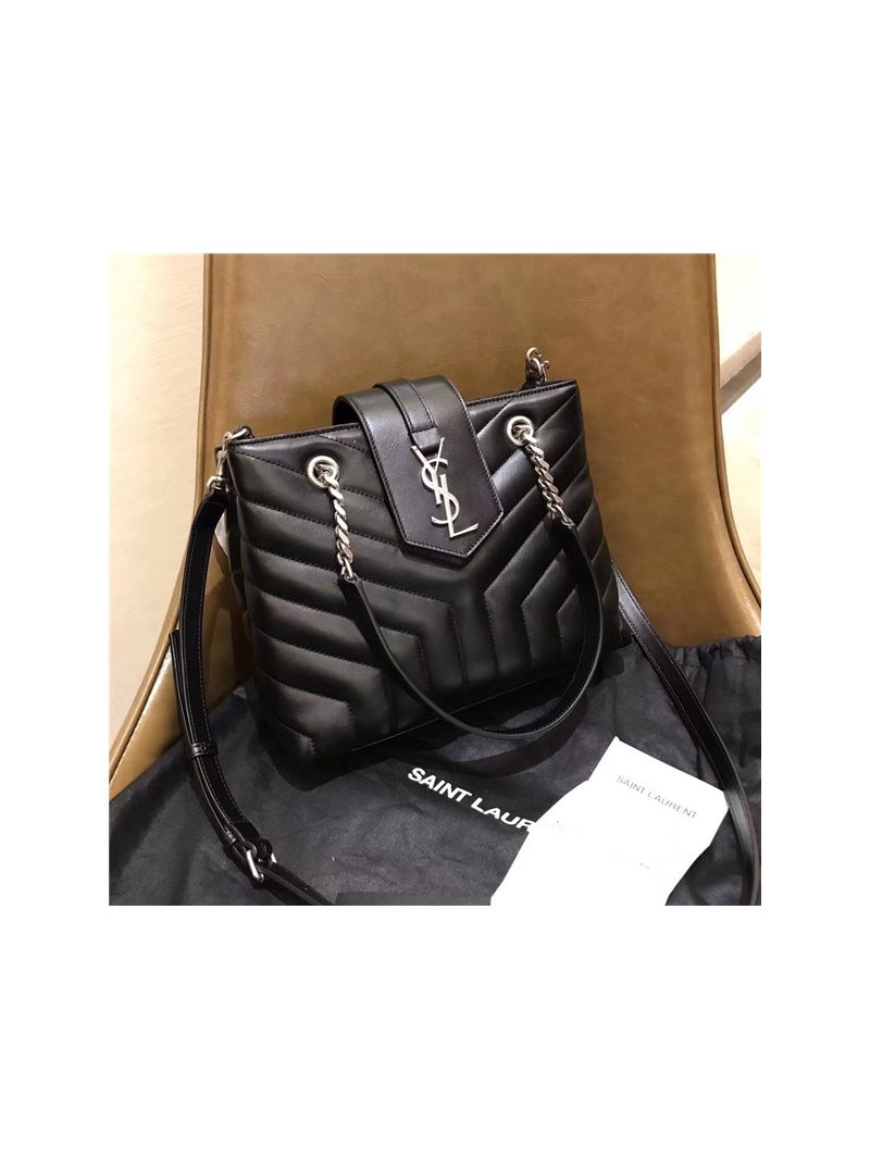 YSL Saint Laurent Small Loulou Shopping Bag In Black “y” Quilted Leather 502717