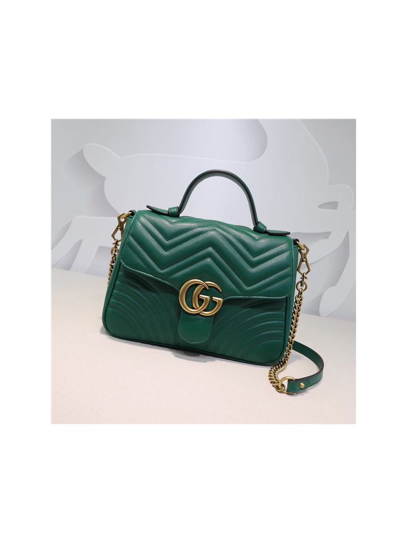 Gucci GG Marmont small top handle bag 498110 green