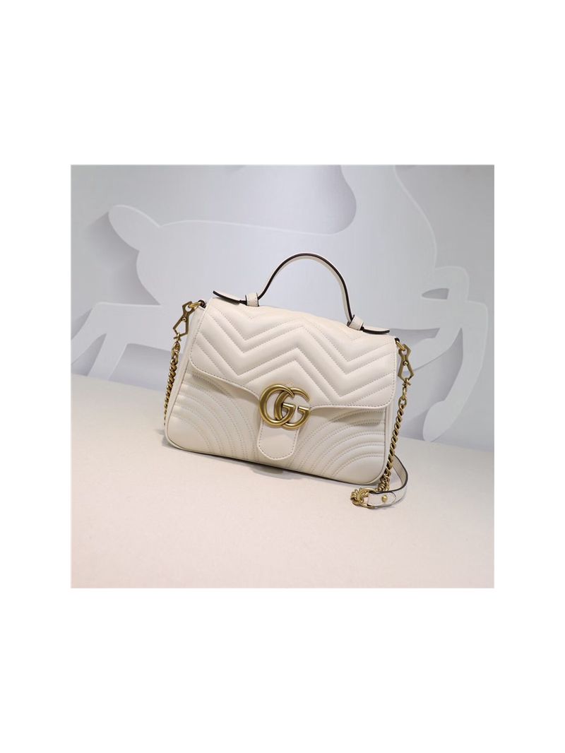 Gucci GG Marmont small top handle bag 498110 white 