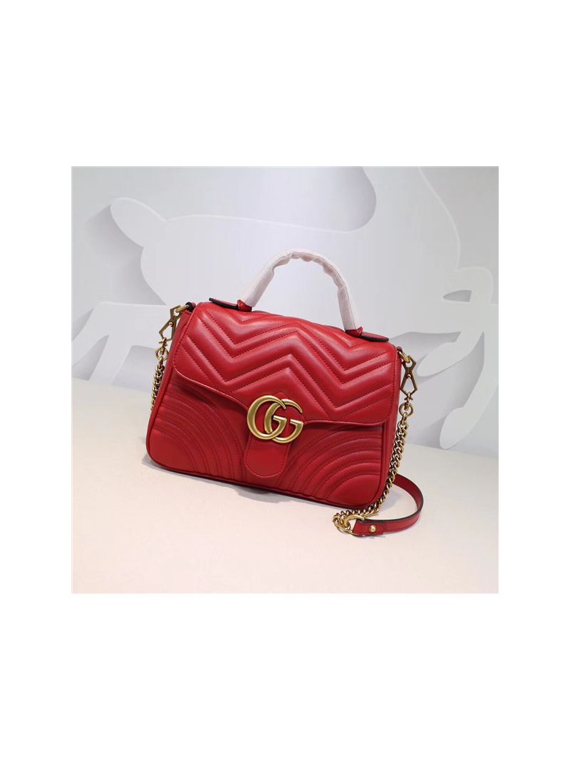 Gucci GG Marmont small top handle bag 498110 red
