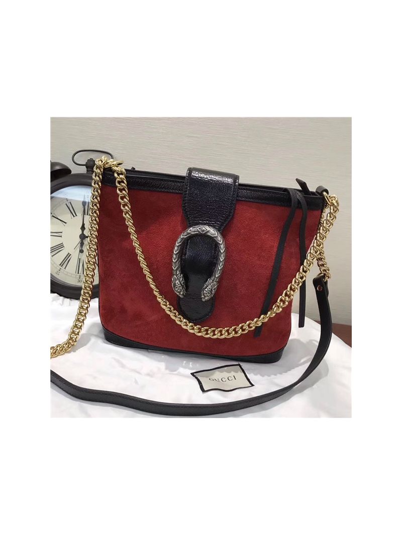 Gucci Dionysus medium GG bucket bag with red suede 499622
