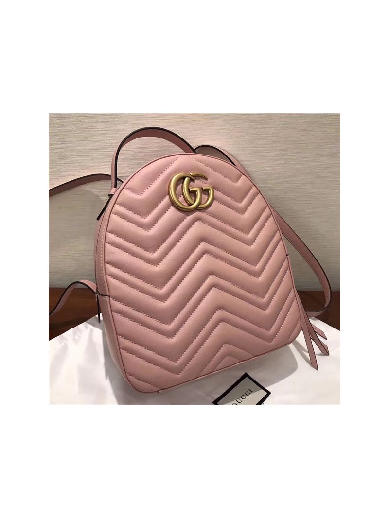 Gucci GG Marmont quilted pink leather backpack 476671