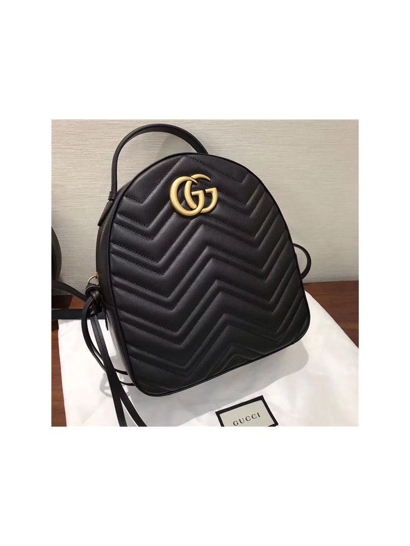 Gucci GG Marmont quilted black leather backpack 476671