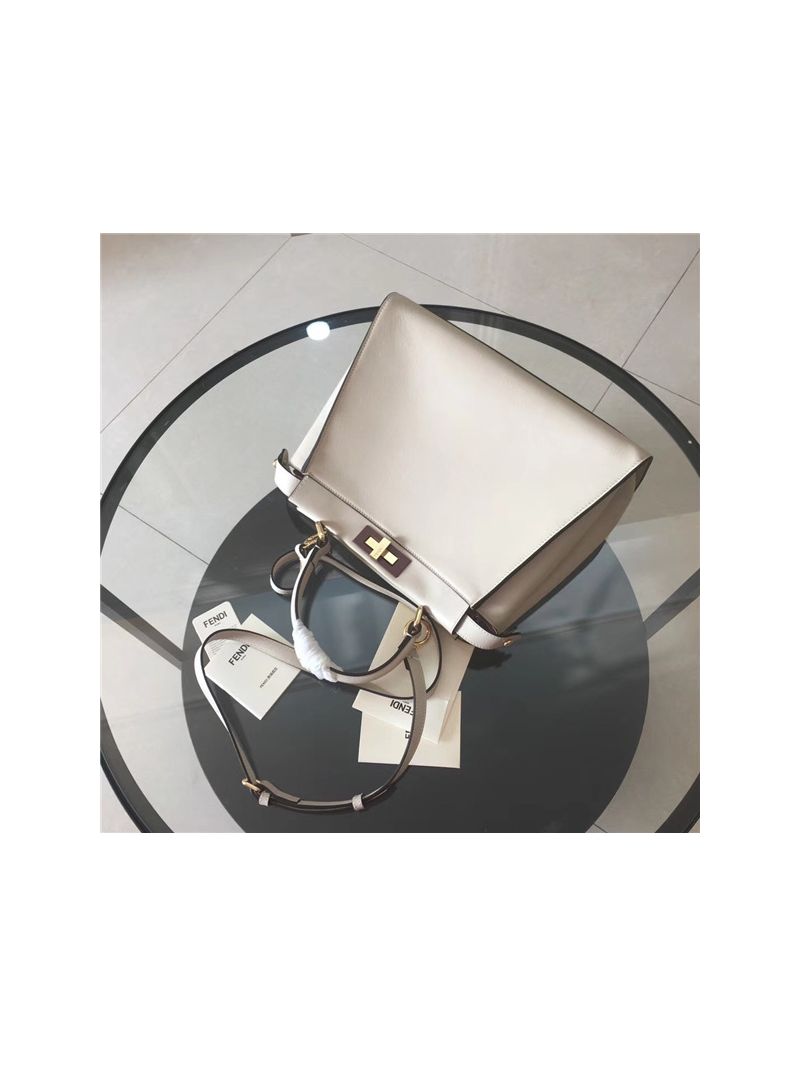 Fendi Peekaboo Regular white leather tote bag