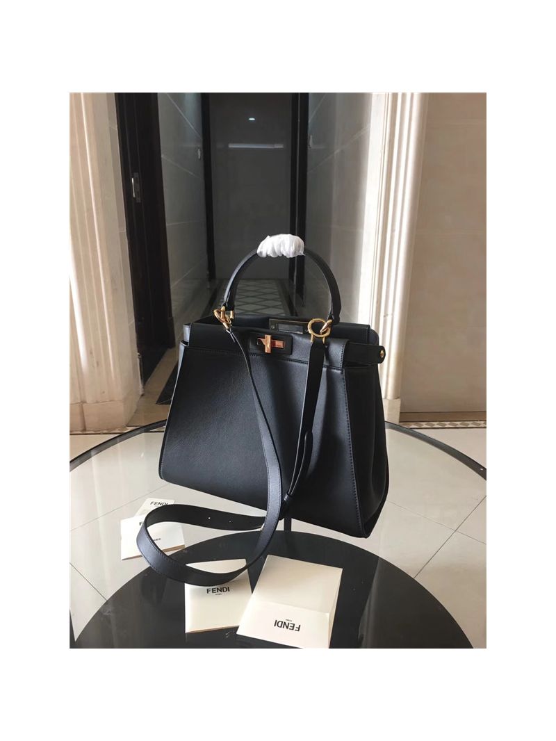 Fendi Peekaboo Regular black leather tote bag