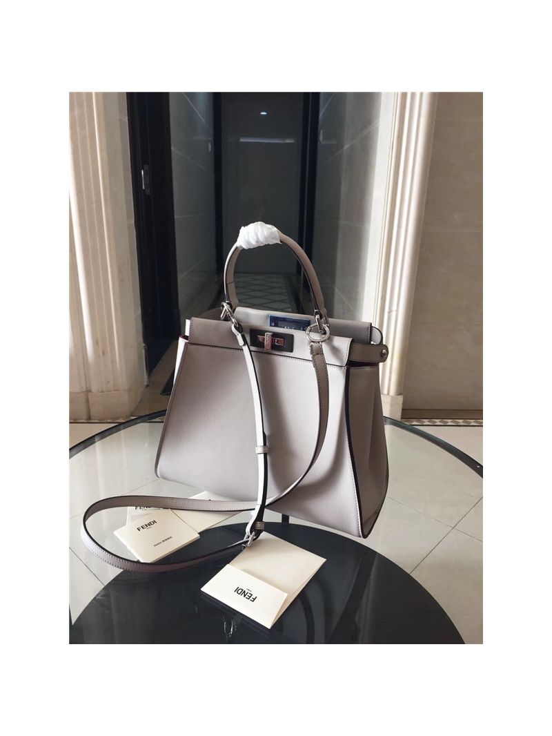 Fendi Peekaboo Regular chalky leather with black hardware tote bag