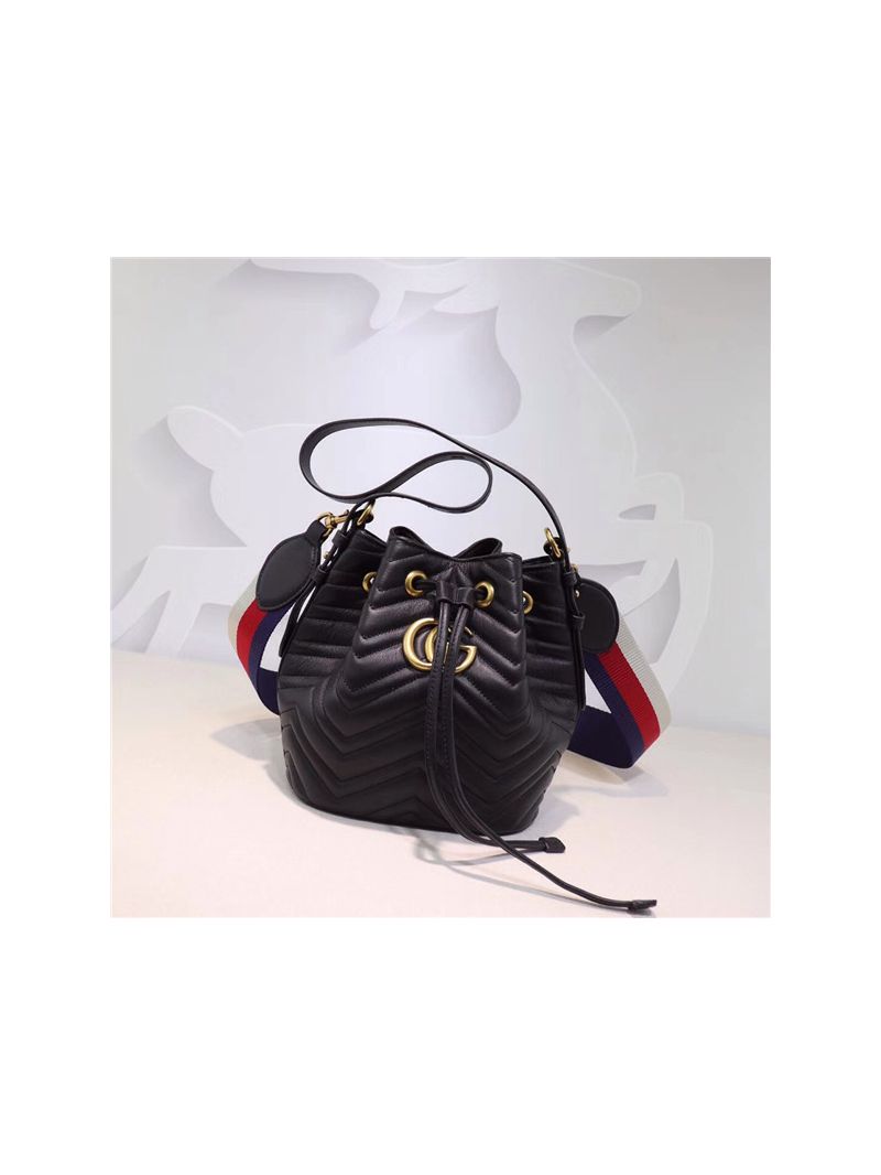 Gucci GG Marmont quilted leather bucket bag 476674 Black