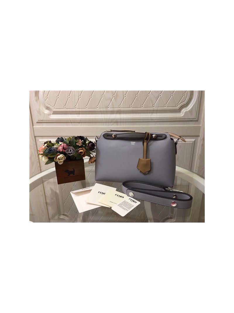 Fendi BY THE WAY Small Boston bag in light grey leather