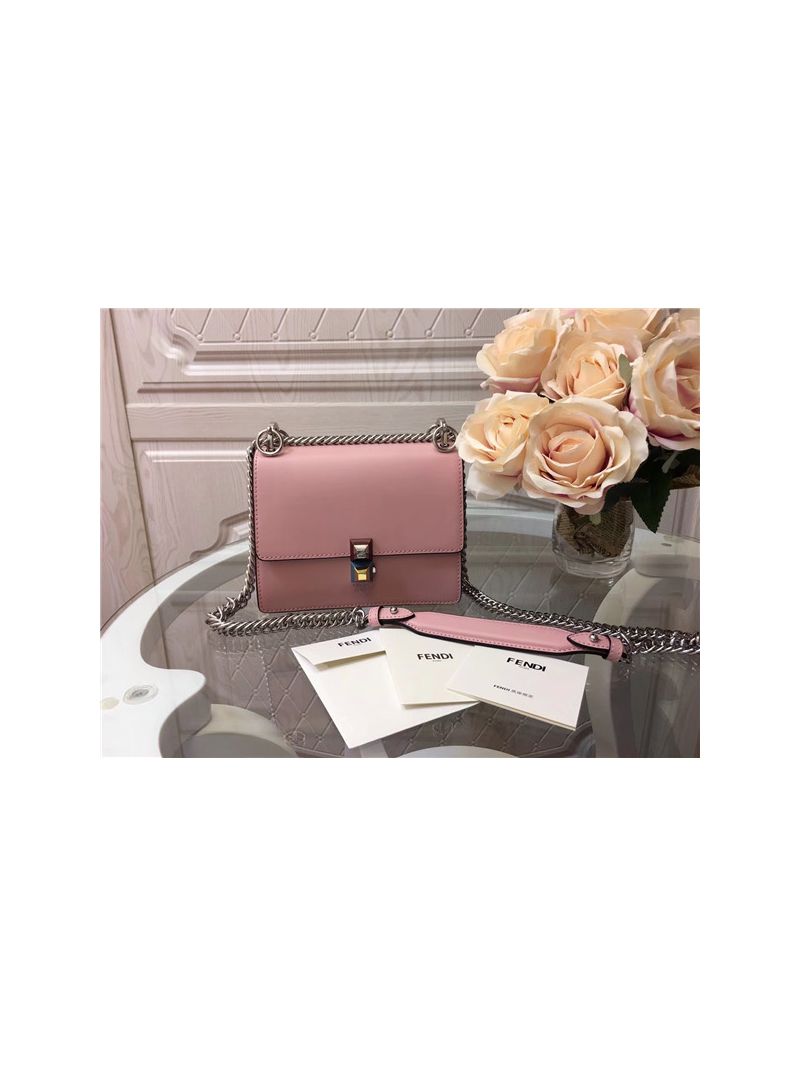 Fendi KAN I small pink leather mini bag