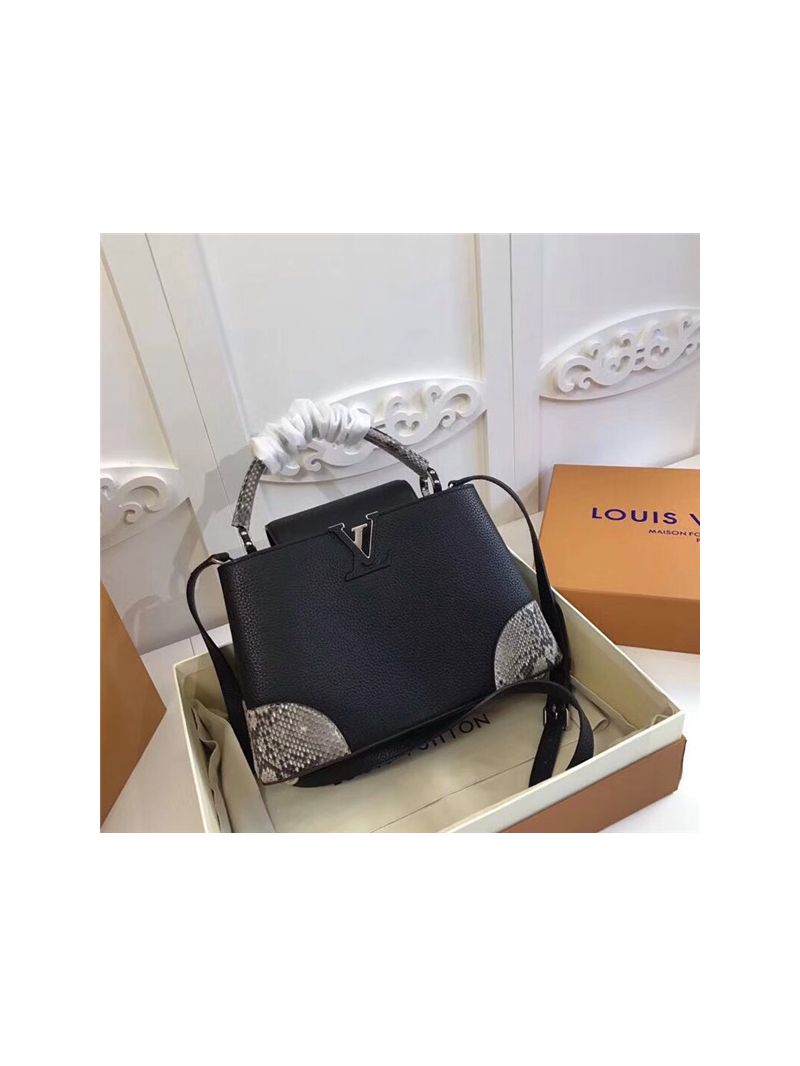 Louis Vuitton Capucines black taurillon with python leather N94410