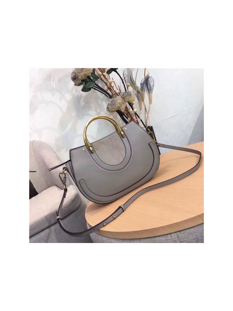 Chloe Pixie medium grey leather and suede shoulder bag