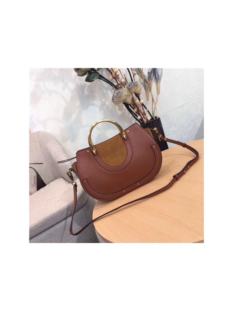 Chloe Pixie medium brown leather and suede shoulder bag
